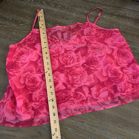 Vintage Valerie Stevens Womens Cami Top Extra Large Red Rose Mesh Y2K Romantic - Picture 10 of 11